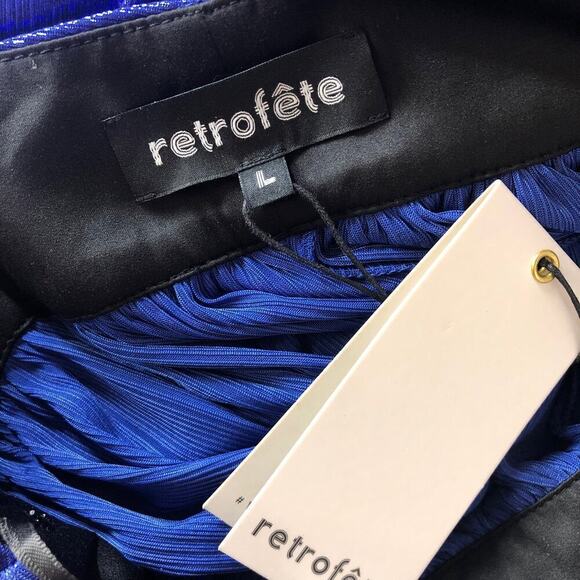 Retrofete Kelsey Dress Backless Metallic A-Line Gown Maxi Cobalt Blue NWT Large - Picture 9 of 13